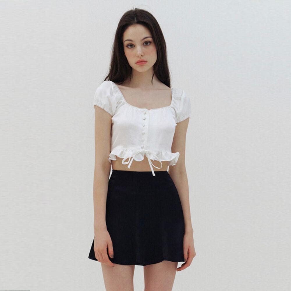baby white semi crop blouse