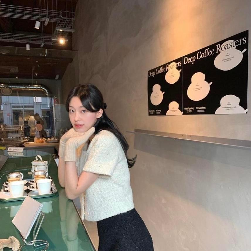 르플레인 골드 트위드 자켓 (미사용품)