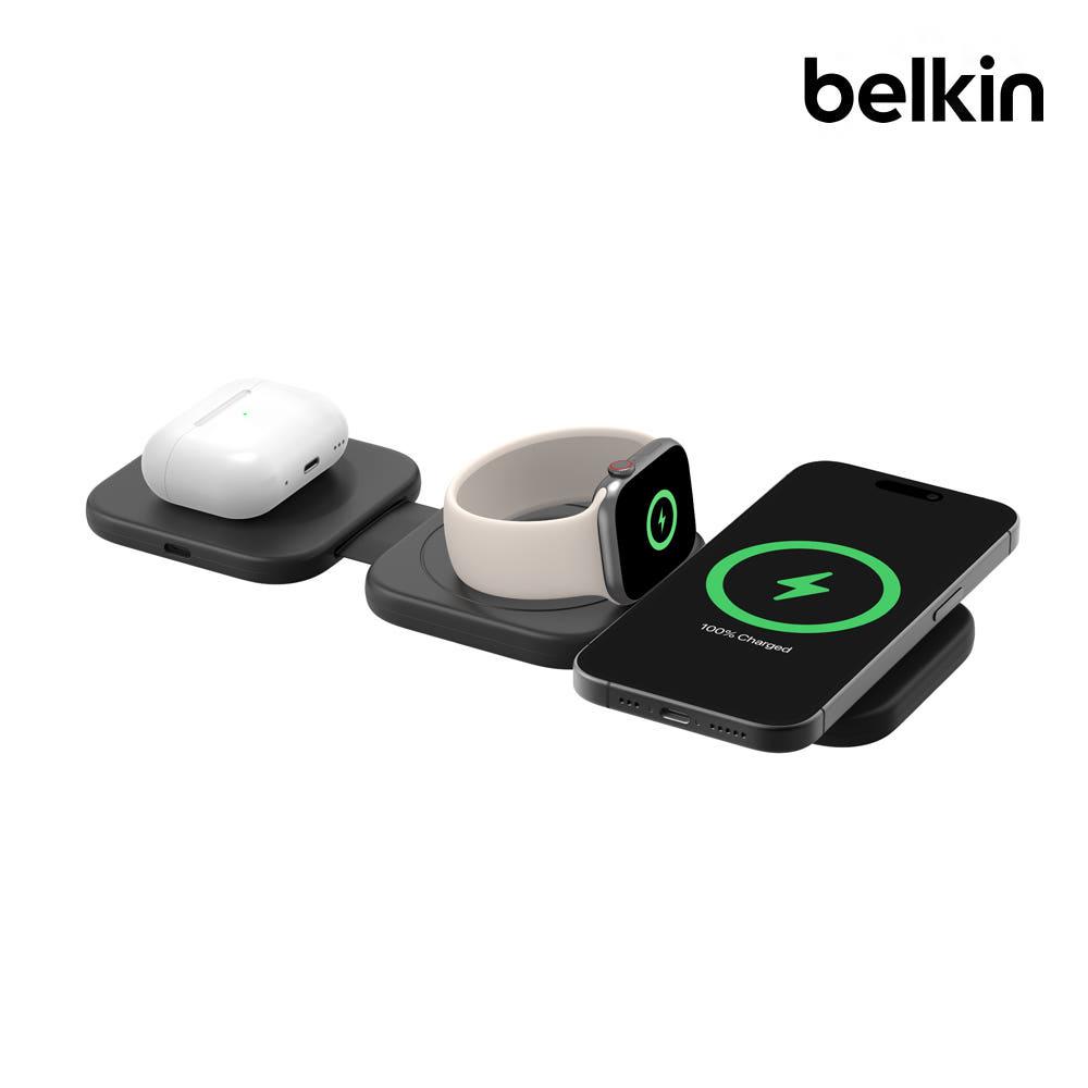 벨킨 Qi2 3in1 15W 마그네틱 여행용 무선 충전 패드 WIZ024 아이폰16 에어팟 애플워치 인증 고속충전