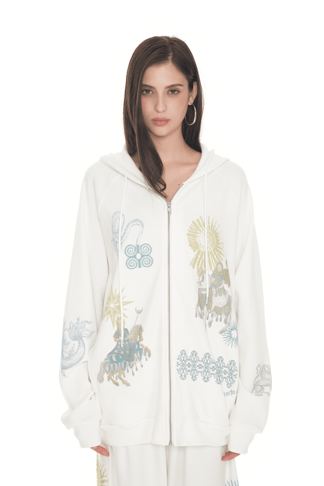 TAROT 02 WAFFLE ZIP-UP HOODIE (WHITE)