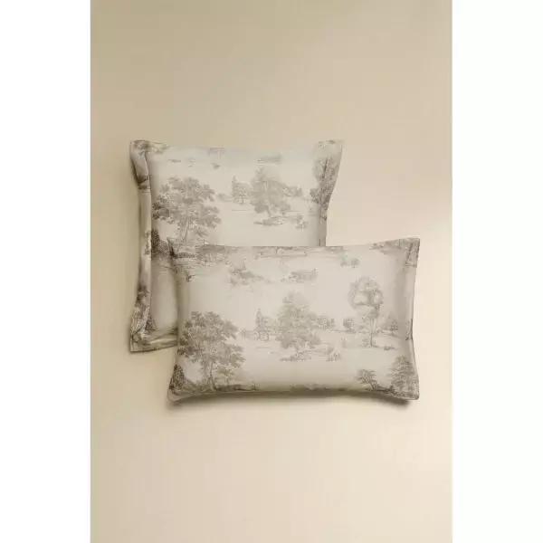 ZARA TOILE DE JOUY 새틴 베개 커버 - 라이트 그레이