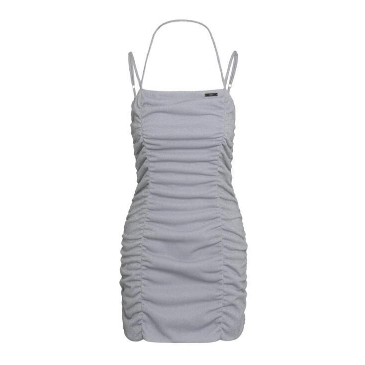 GLITTER SHIRRING CHAIN DRESS_SILVER