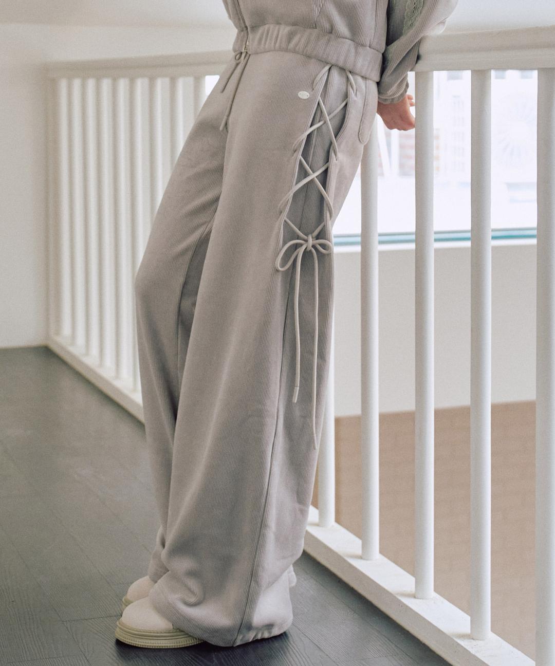 클로이 벨로아 레이스업 팬츠 [LIGHT GREY]