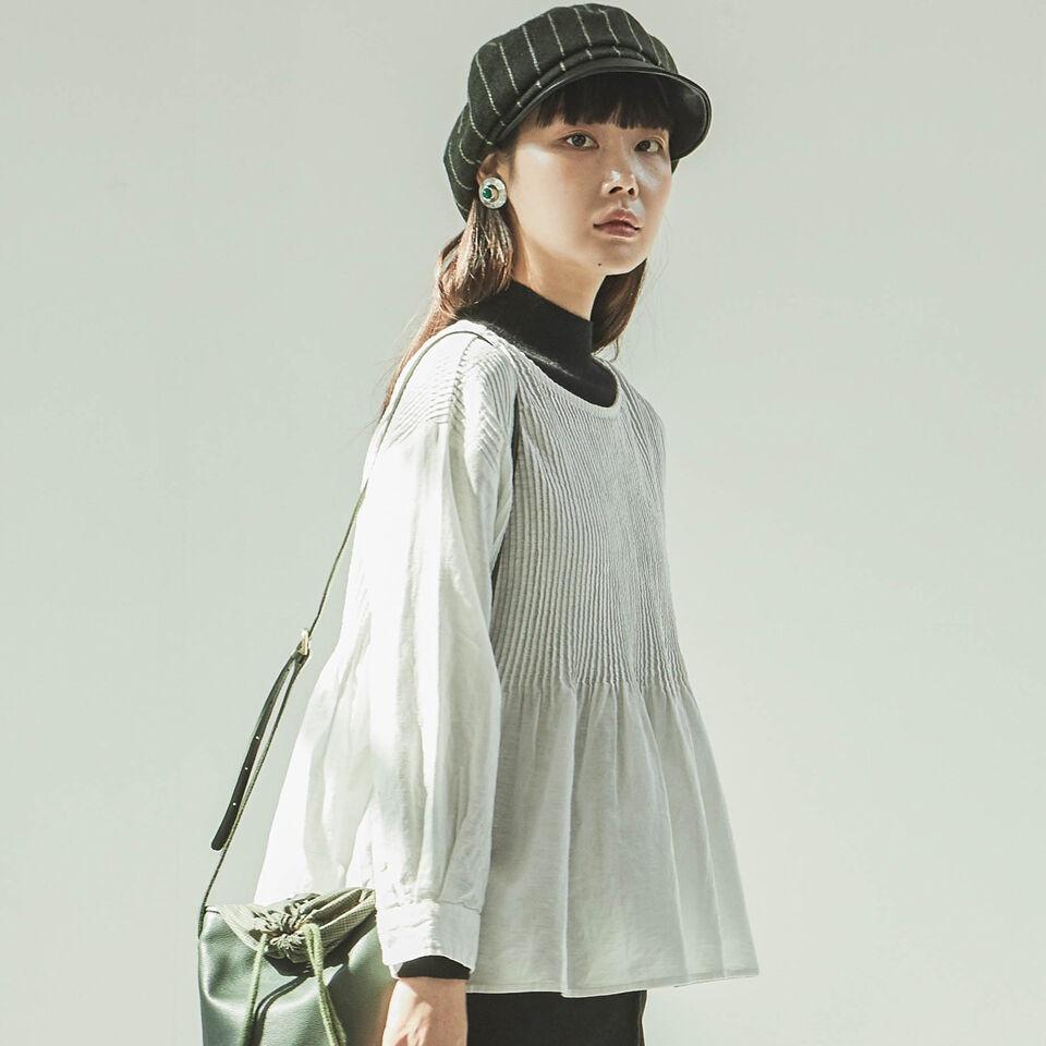 PINTUCK OVER WHITE BLOUSE