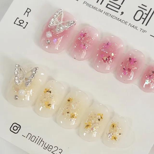 💖봄추천💖 봄향기네일｜수제네일팁｜봄네일｜생화네일｜나비네일｜치크네일