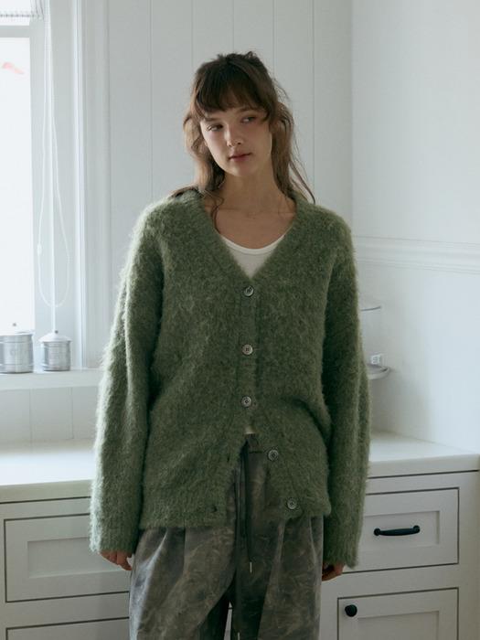 heavy brush wool cardigan-olive