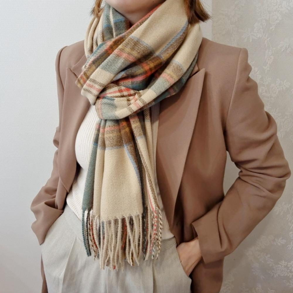 램스 울 소프트 체크 머플러