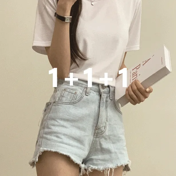 [🔥1+1+1할인🔥/인생반팔💗] 365일 필수템, 찰랑 무지 라운드 반팔티셔츠 (7color)