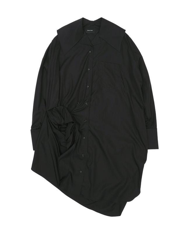 오버사이즈 개더링 슬릿 디테일 셔츠