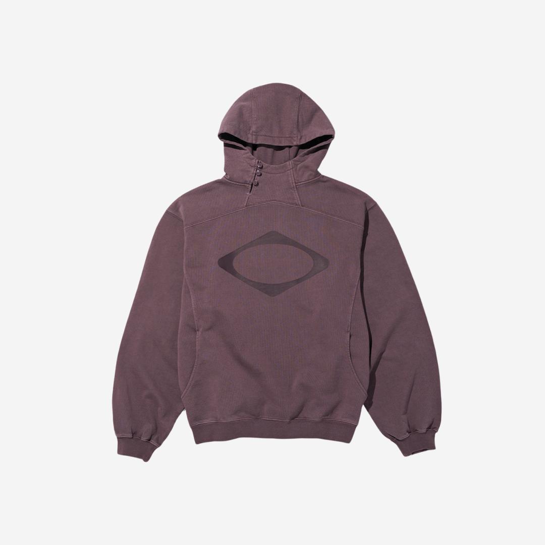 Mischief Rhombus Side Button Up Hoodie Washed Red Brown