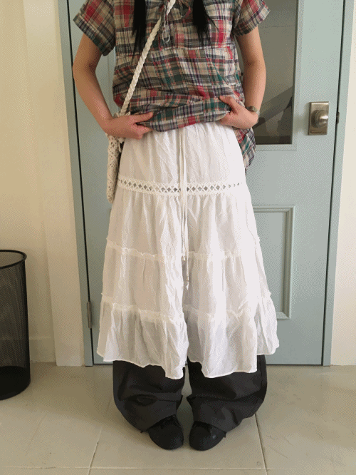 VINTAGE LACE CANCAN SKIRT (WHITE)