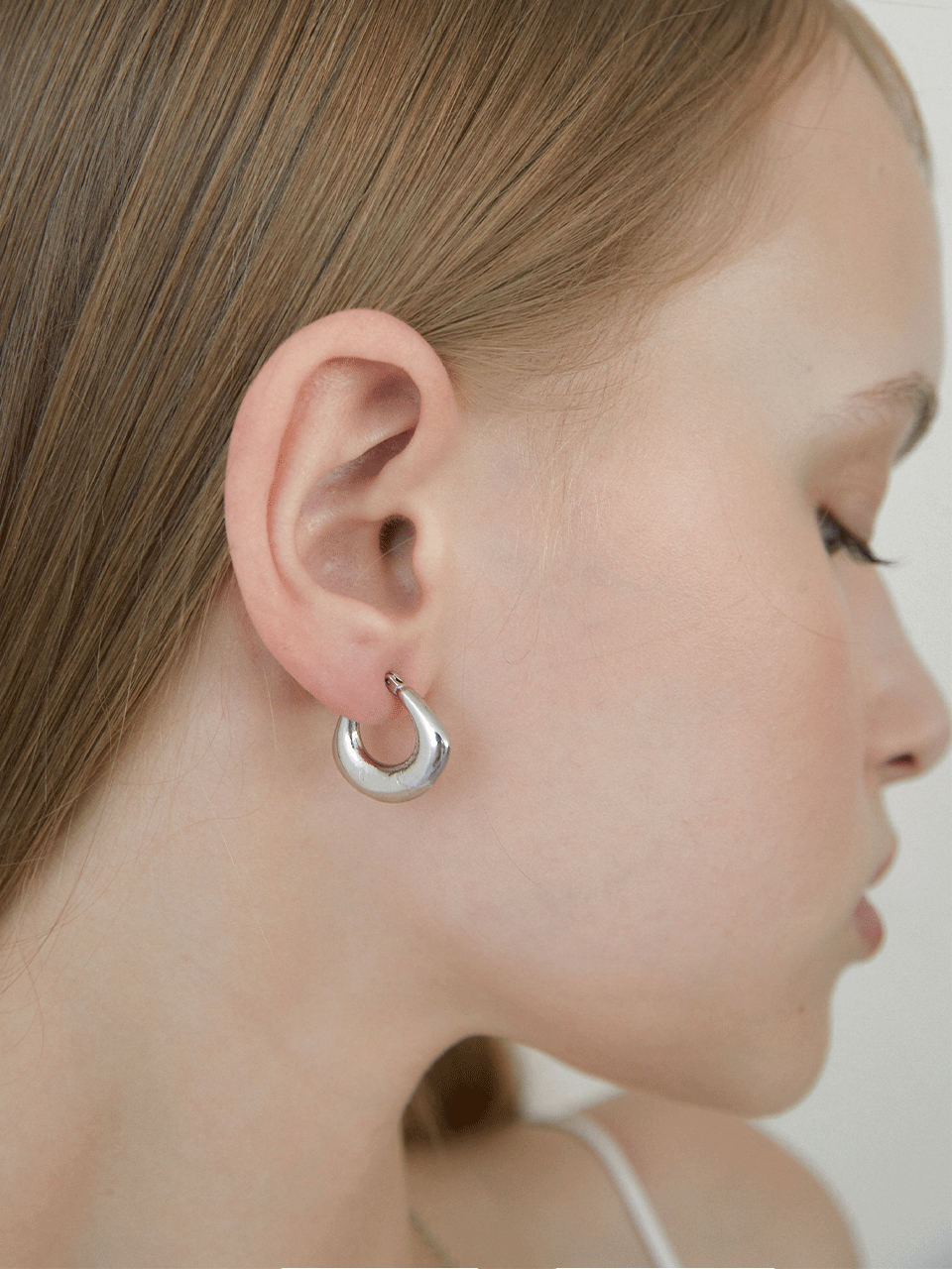 bag shape one touch earrings (E061_silver)