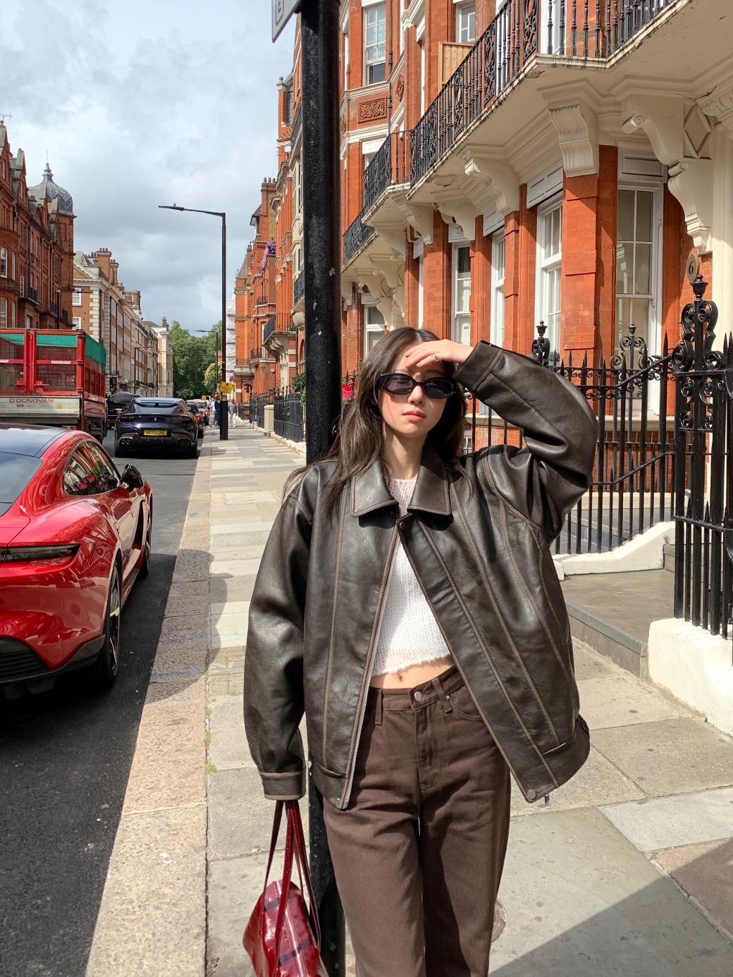 NL. Curved Vintage Leather Jacket