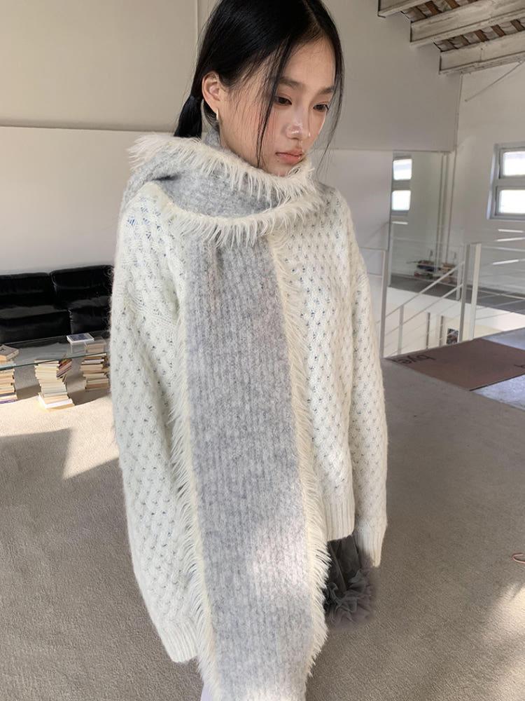 angora fur muffler (gray/blue) / 앙고라 퍼 머플러 / 앙고라 퍼 니트 목도리