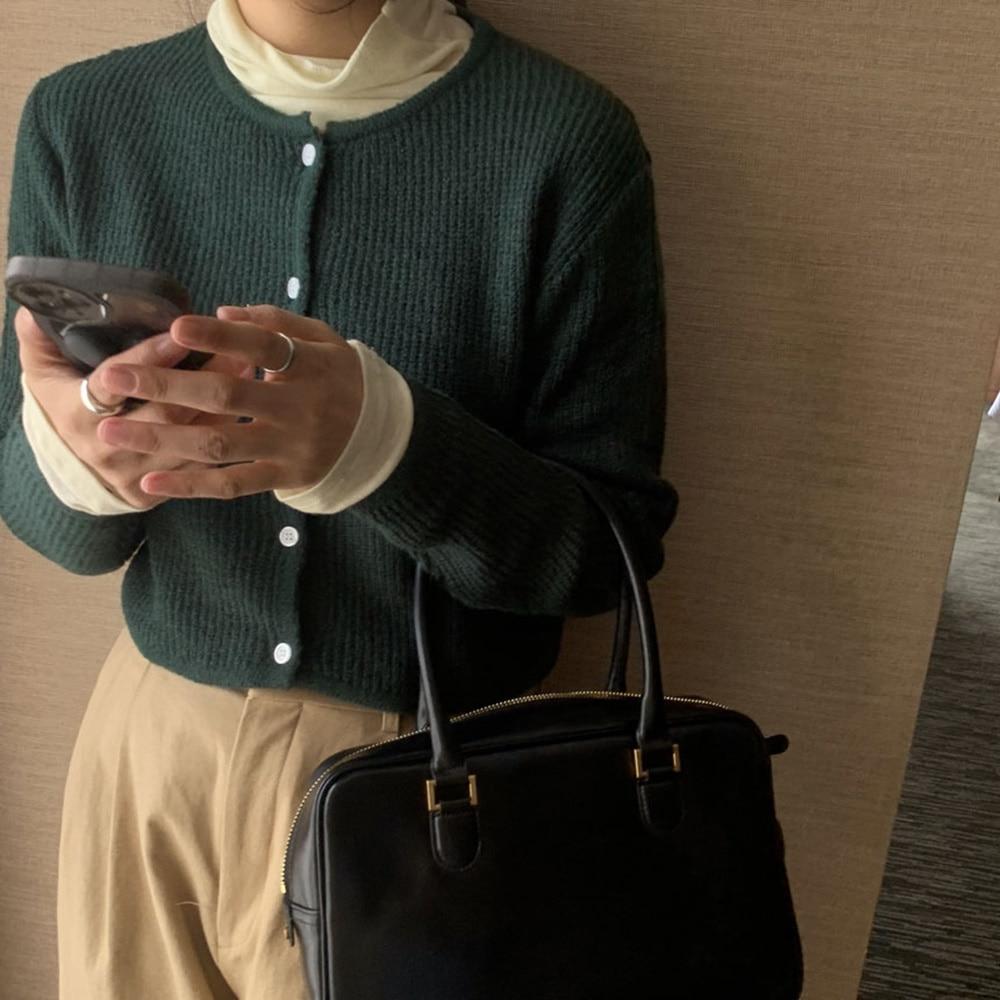 네이티 울 크롭 라운드넥 니트 가디건