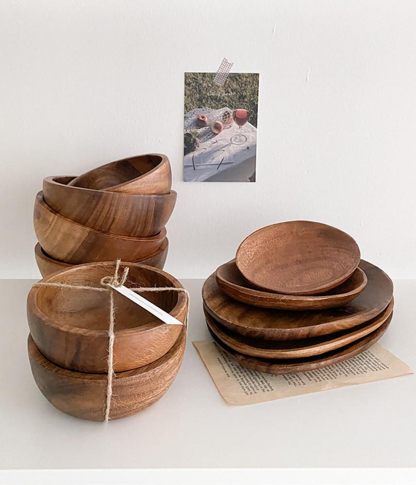 캠핑 우드 접시 S 우드 그릇