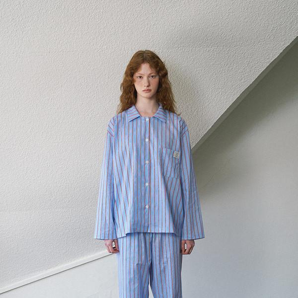 무이 스트라이프 파자마 세트 - 블루