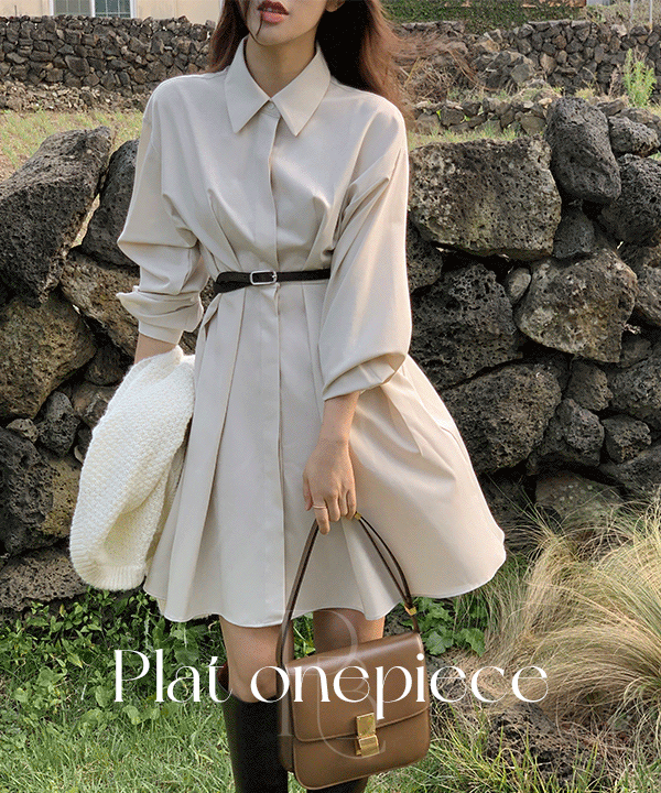[인스타문의폭주] 플랏 셔츠실루엣 원피스 - 2color