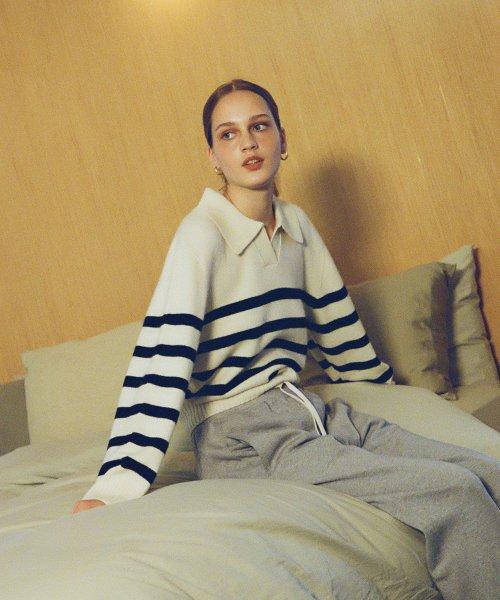 raccoon polo pullover (ivory,black)