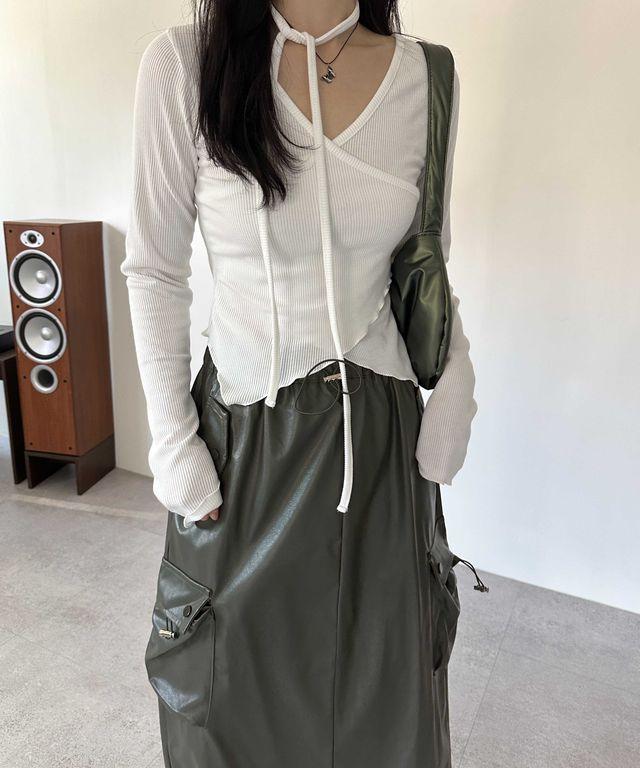 초커SET* 리하 골지 랩 초커 긴팔 티셔츠 [3color] _디코럼