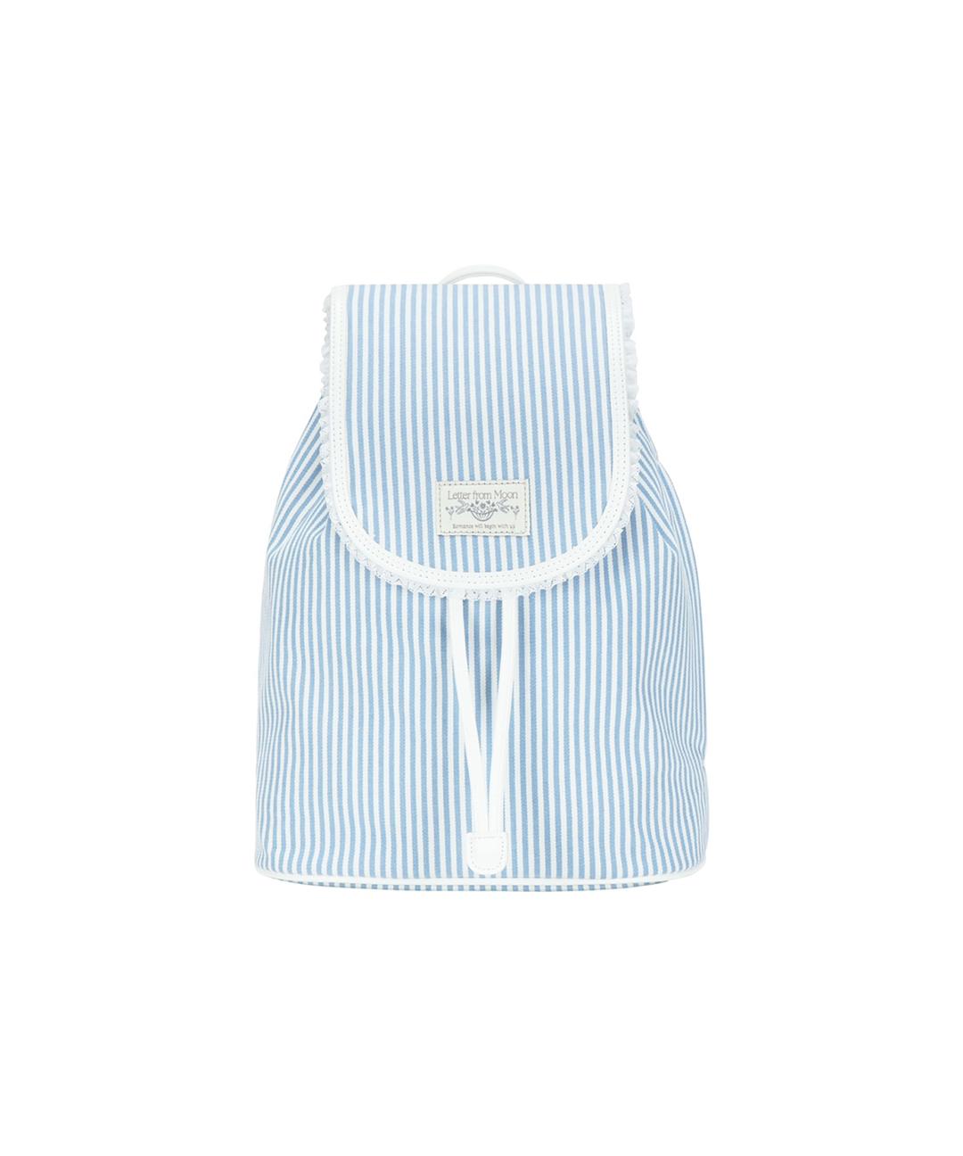 Stripe Lace Cotton Backpack ( Skyblue )