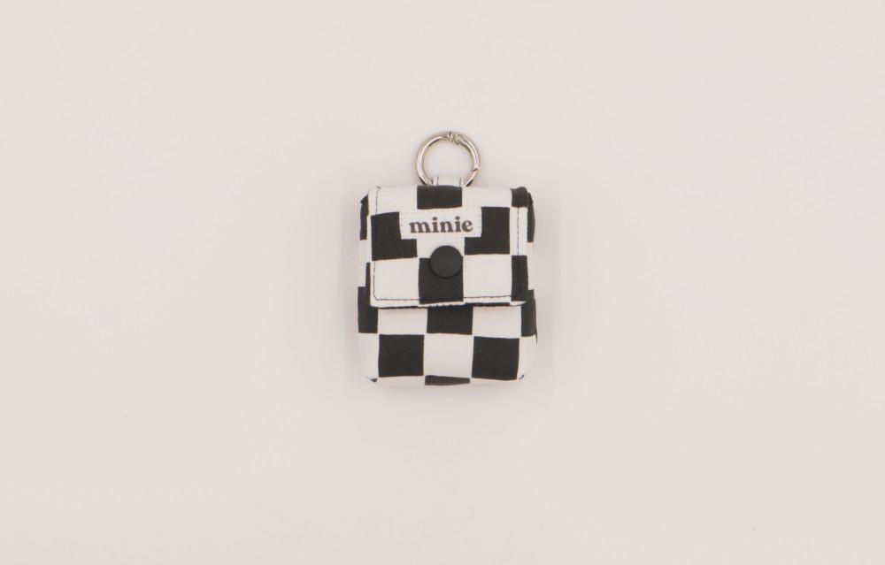 [미니에] 이어폰 파우치 (체스) -  블랙