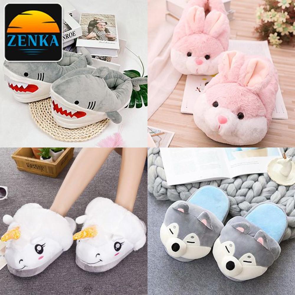 젠카 동물 실내화 상어 실내 슬리퍼 거실화 거실 층간소음 강아지 토끼 학교 천 룸슈즈