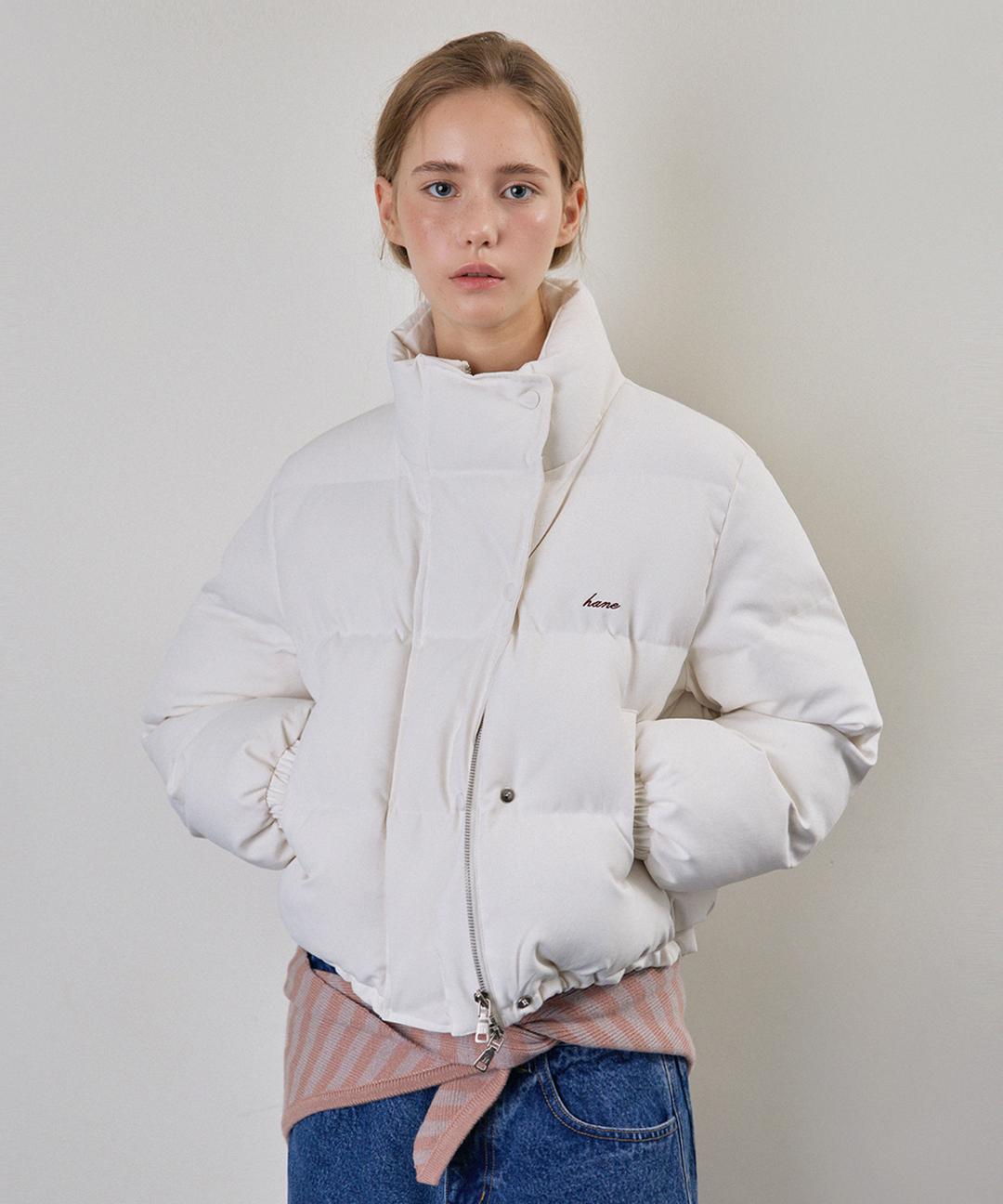 하네 러프 하이넥 푸퍼 자켓_Cream