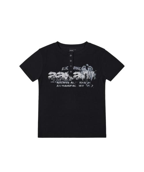 Crack Henry Neck Half Top (Black)