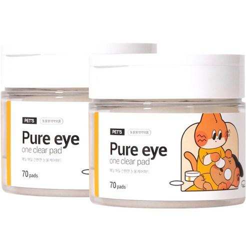 정글몬스터 반려동물 눈물세정제 퓨어 아이 원클리어 패드, 200ml, 2개
