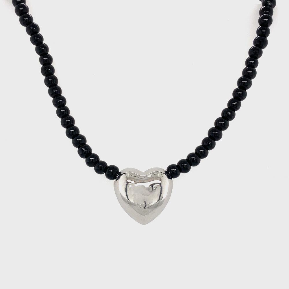 BHS201 BOLD HEART BEADS CHOKER NECKLACE