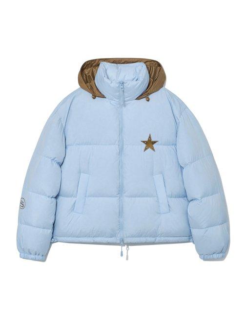 Padded Hood Jacket UNISEX Sky Blue Brown