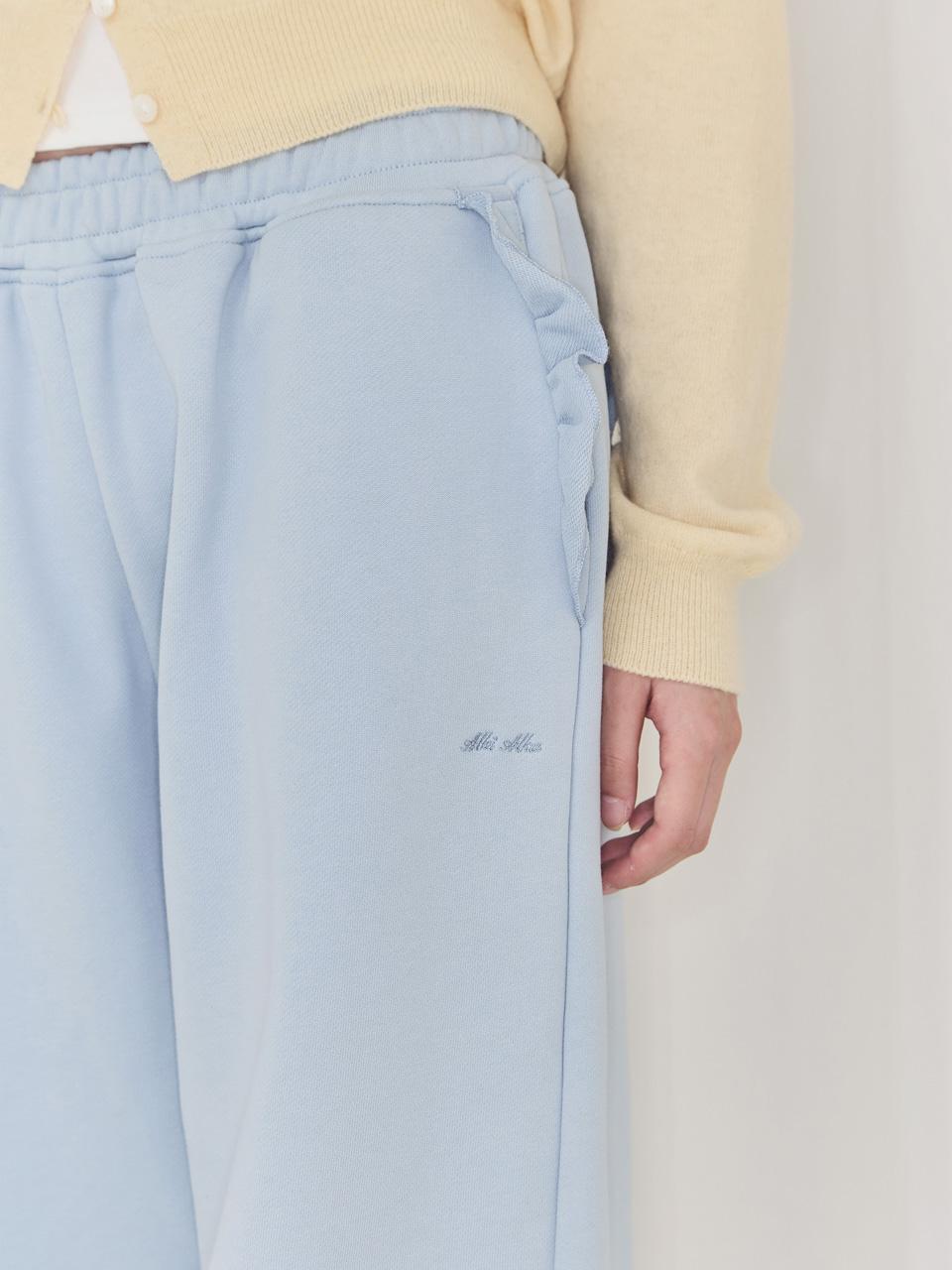 Frill Wide Pants (Light Blue)