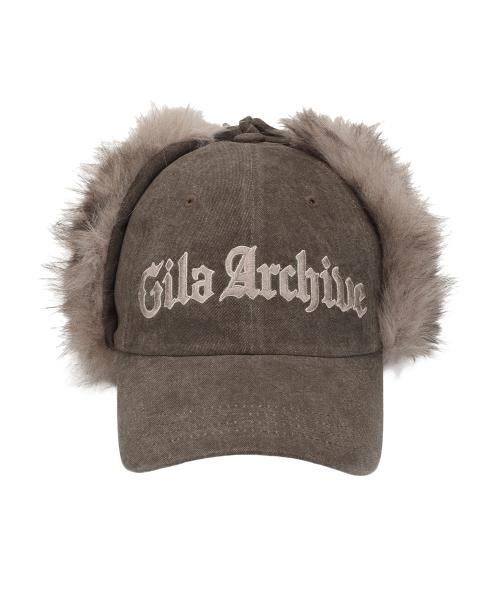 FAUX FUR LOGO EARFLAP CAP_BROWN