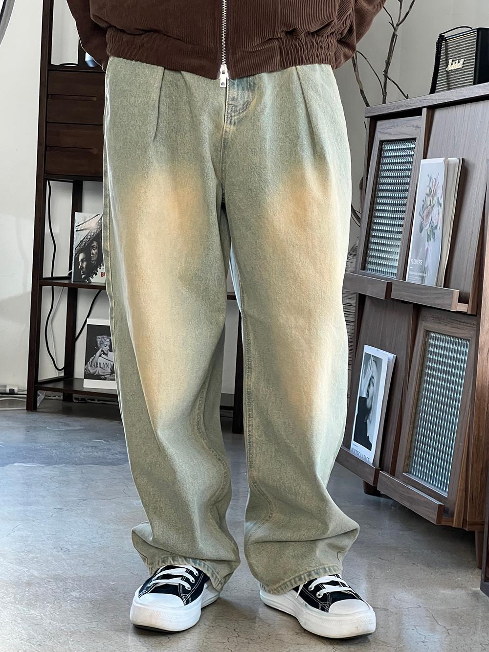 fred wide one tuck denim pants