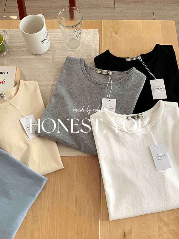 [자체제작] [HONEST, YOU] 에브리  실켓 라운드 반팔 티셔츠 - t(6color)