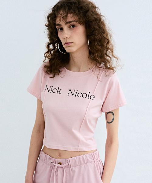 NICOLE PINTUCK CROP TEE_PINK
