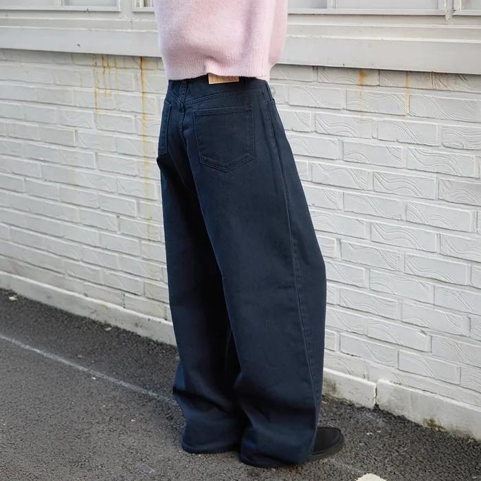 Overdyed Wide Denim - Stone Navy