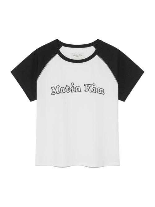 FLOWER STITCH RAGLAN LOGO TOP IN BLACK