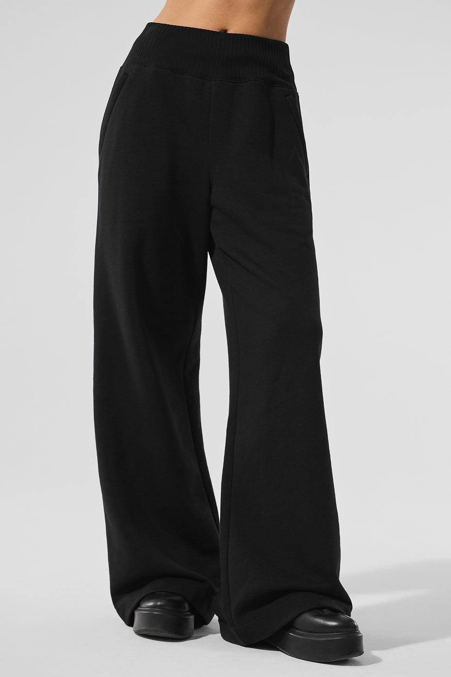 Serenity Wide Leg Sweatpant - Black - Black / S