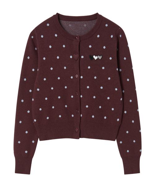 Heart Wappen Button Point Cardigan Plum Brown