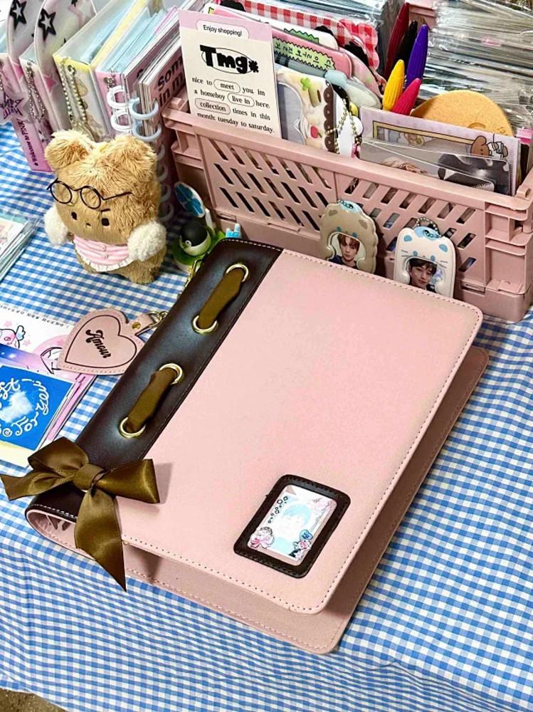수심 Pink Brown Binder 핑크 브라운 바인더 다이어리 A5 6공 콜렉트북