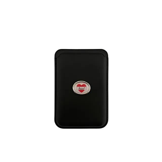 heart card pocket - black