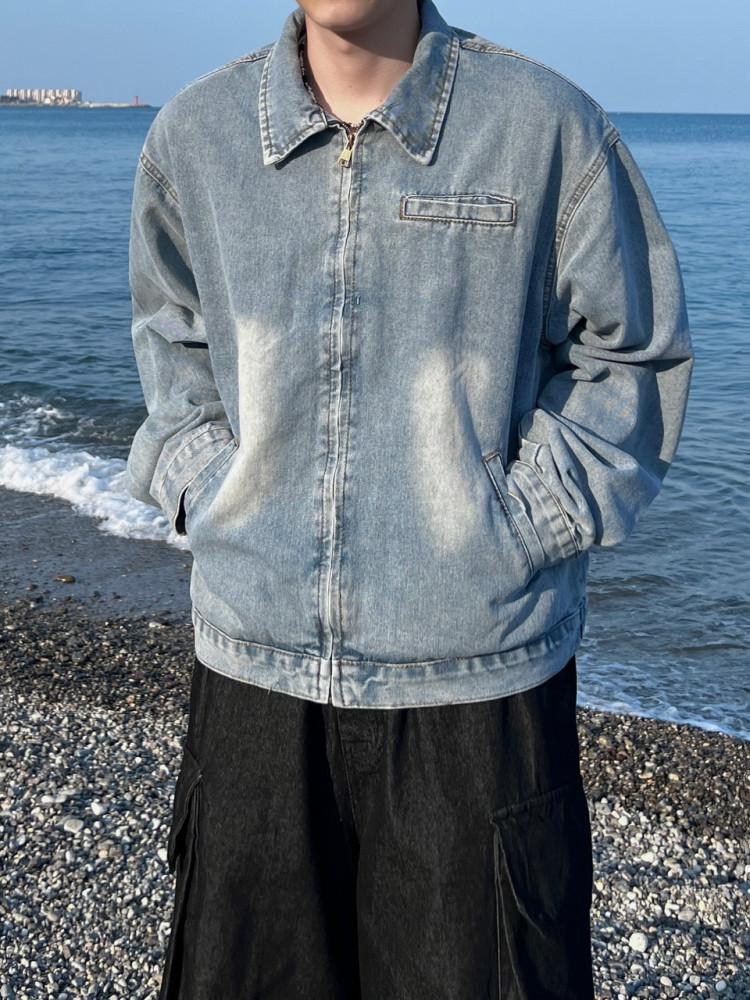 스톤 워싱 크롭 데님자켓 2C