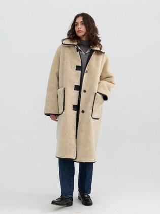 REVERSIBLE SHEARING LONG COAT LIGHT BEIGE (AEJU2F014I1)