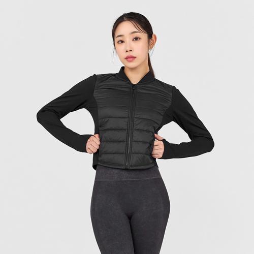 핑거홀 경량 패딩 저지 자켓 블랙 XWFGJ03H4