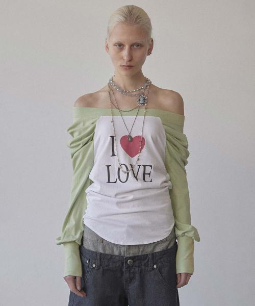 Love Off-Shoulder Tee Apple Green