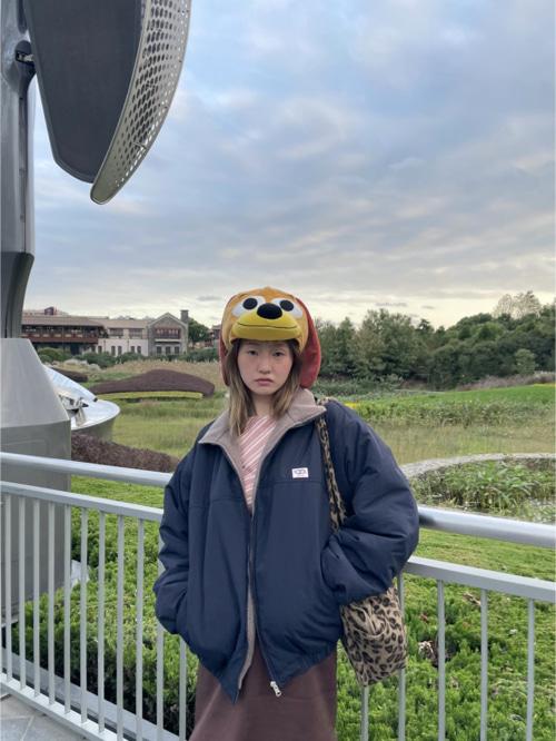 ☆REVERSIBLE FLEECE PUFFER (navy / brown)