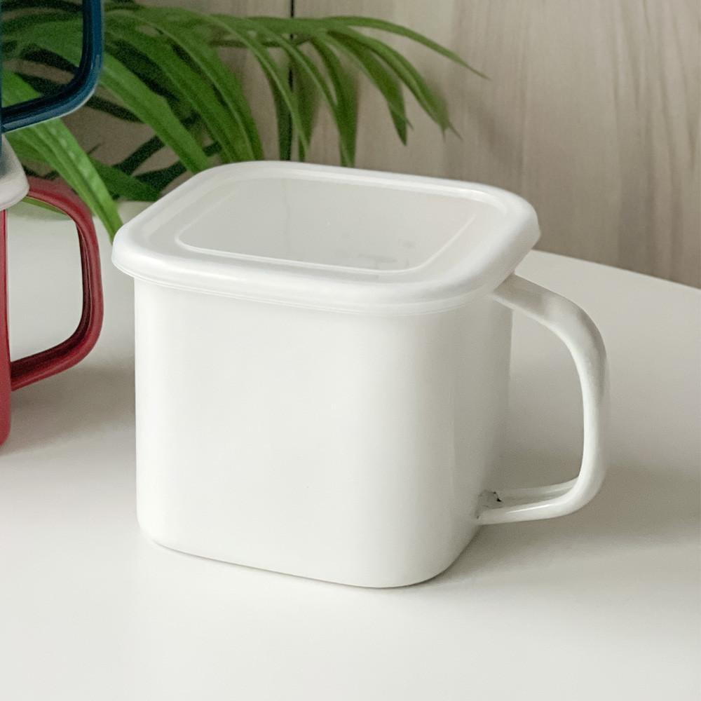 [단독배송] 눈금계량 있는 안정적인 소재 - 법랑 냄비 캠핑 인덕션 냄비[1.45L]-화이트1p  집들이선물 답례품