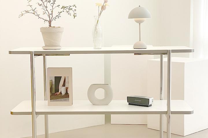 플롭선반 1200 호마이카 HPL선반 미드센츄리 스텐 가정용 거실 선반